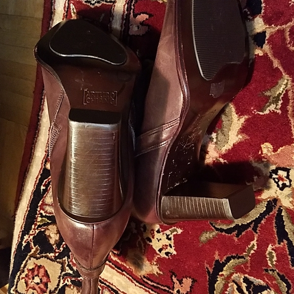 ARTURO CHIANG 10 Pointed toe Studded Embroidered Brown leather bootie Zipper - Picture 12 of 16